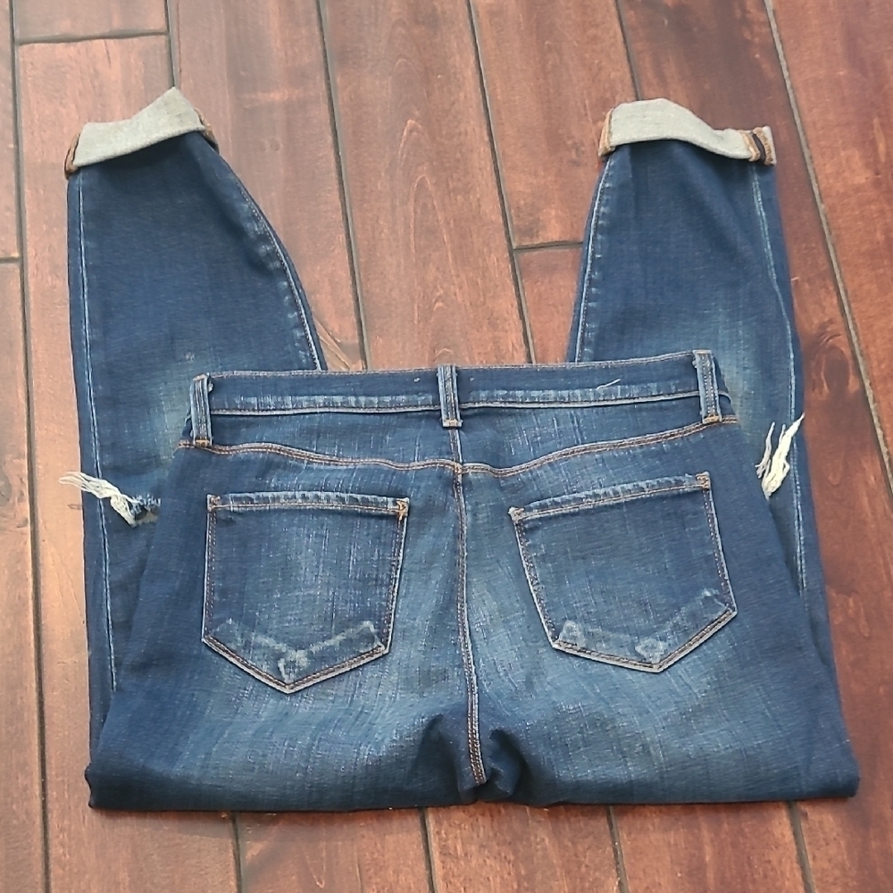 L'Agence Blue Rachel Slim High Rise Distressed Ripped Cropped Jeans Size 27 - Picture 5 of 8